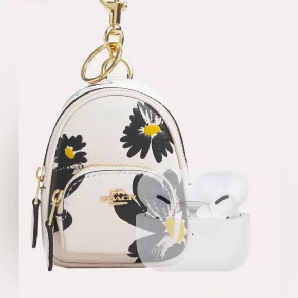 Coach NWT Mini Court Backpack Bag Charm With Floral Print - Picture 4 of 12
